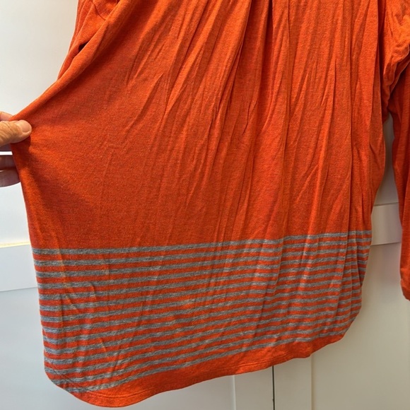 Cabi Shirt Women’s Orange With Gray Stripes Small S Long Sleeve Hang Out  Top - Picture 9 of 9